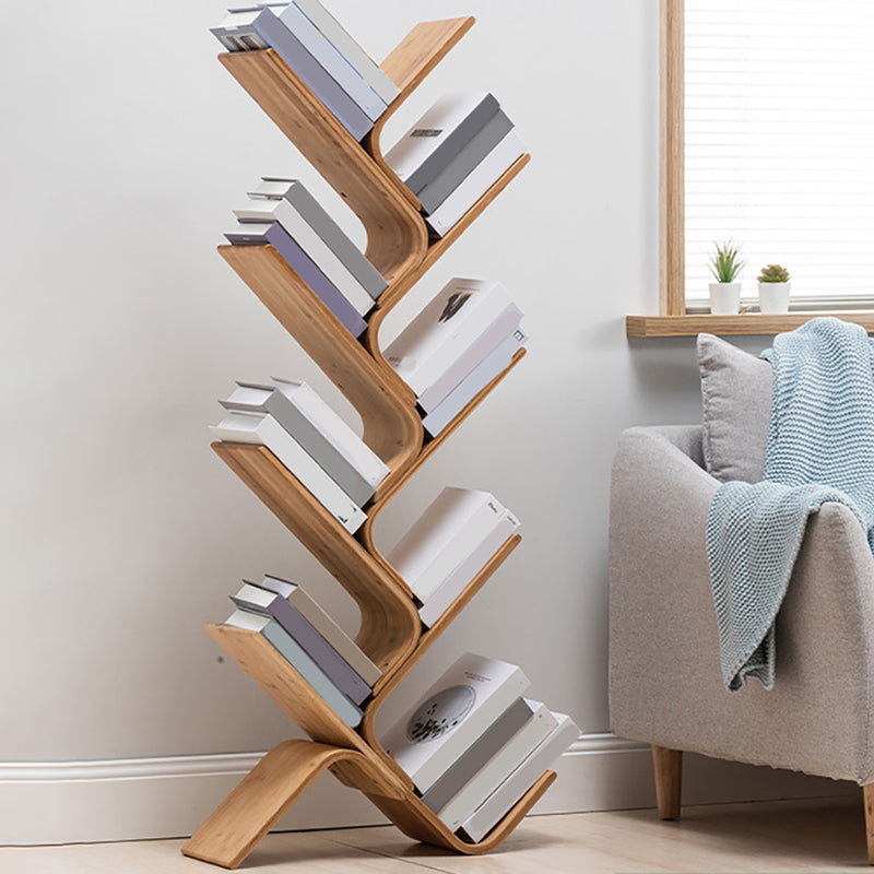 Urban Bamboo Shelf Bookcase Open Storage Vertical Bookshelf for Living Room