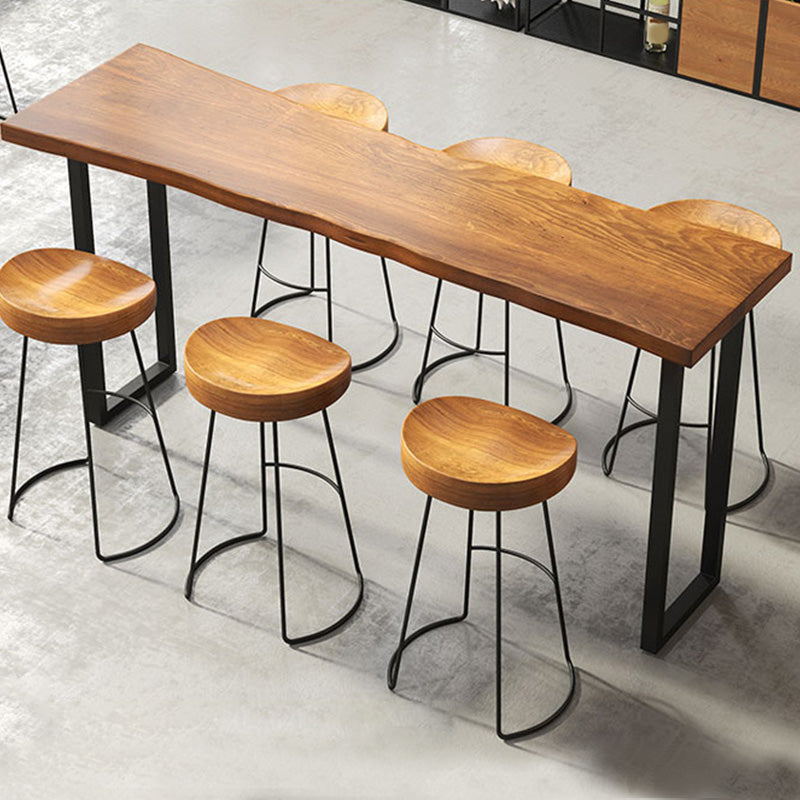 Mesa de altura de barra rectangular de madera maciza 41.3 "H PUB Mesa con base de metal