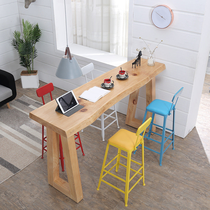 Modern 41.3"H Bar Table Rectangular Solid Wood Bistro Pub Table 86.6"L x 19.7"W x 41.3"H Without Chairs Clearhalo 'Bar Furniture' 'Bar Tables' 'bar_tables' 'furn' 'furn_bar_tables' 'Furniture' 'Kitchen & Dining Furniture' 6321854