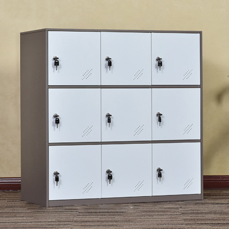 Armoire no colgante contemporáneo con puertas con bisagras gabinete de almacenamiento de metal blanco y marrón