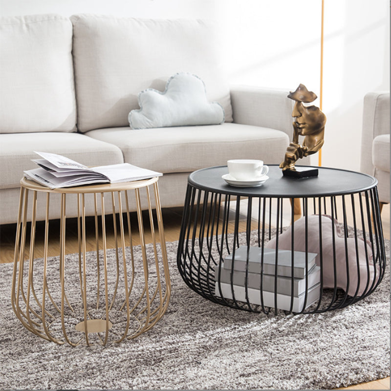 Mesa de café de marco redondo de metal juego de mesa de cóctel simple de hierro de mediados de siglo