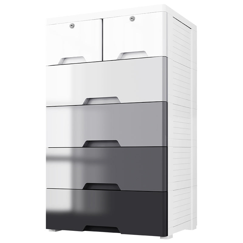Contemporary Plastic Storage Cabinet for Bedroom Grey Cabinet with Drawers