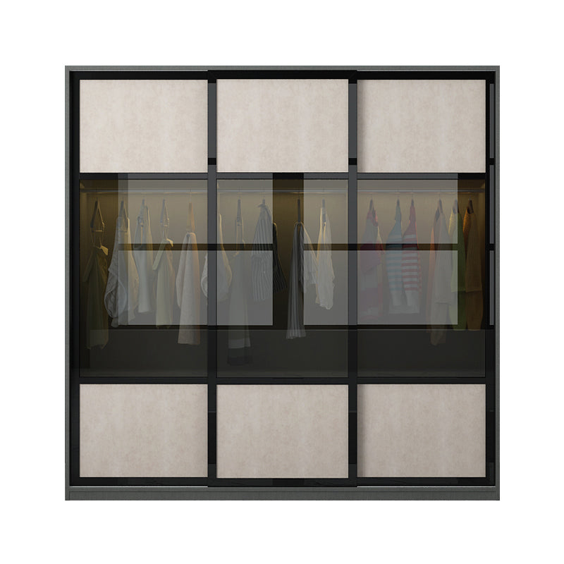 Engineered Wood Storage Cabinet with Glass Doors Contemporary Cabinet with Sliding Doors