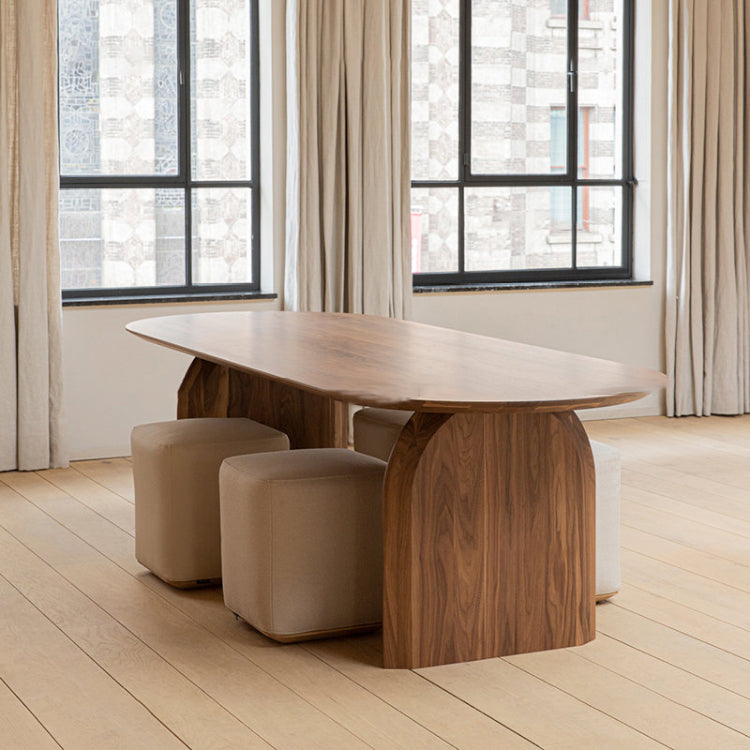 Eigentijdse dennenschrijfbureau ovaal vast houtbruin bureau