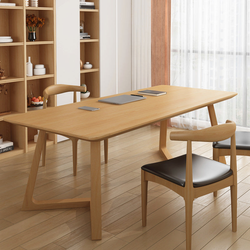 Eigentijdse kantoorbureau natuurlijke rechthoekige vaste houten schrijfbureau