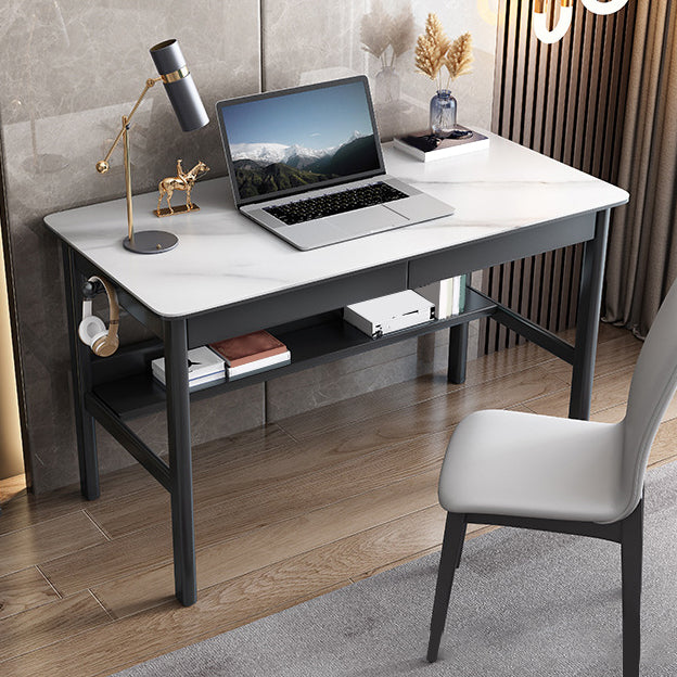 Industrial Office Desk Rectangular Secretary Desk with 2 Storage Drawers 47.2"L x 23.6"W x 29.5"H Black Clearhalo 'furn' 'furn_office_desk' 'Furniture' 'Office Desks' 'Office Furniture' 'office_desk' 6326511