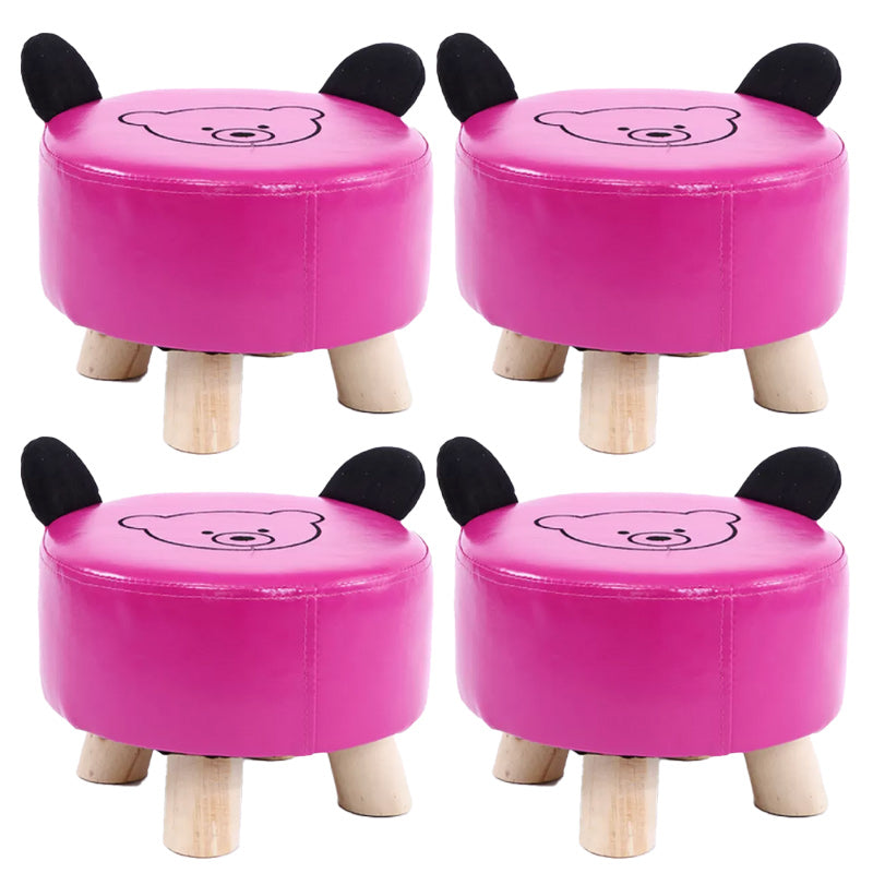 Modern Cotton Standard Tear Resistant Bear Standard for Drawing Room Rose Red Faux Leather 4 Piece Set Clearhalo 'furn' 'furn_ottomans_poufs' 'Furniture' 'Living Room Furniture' 'Ottomans & Poufs' 'ottomans_poufs' 6327012