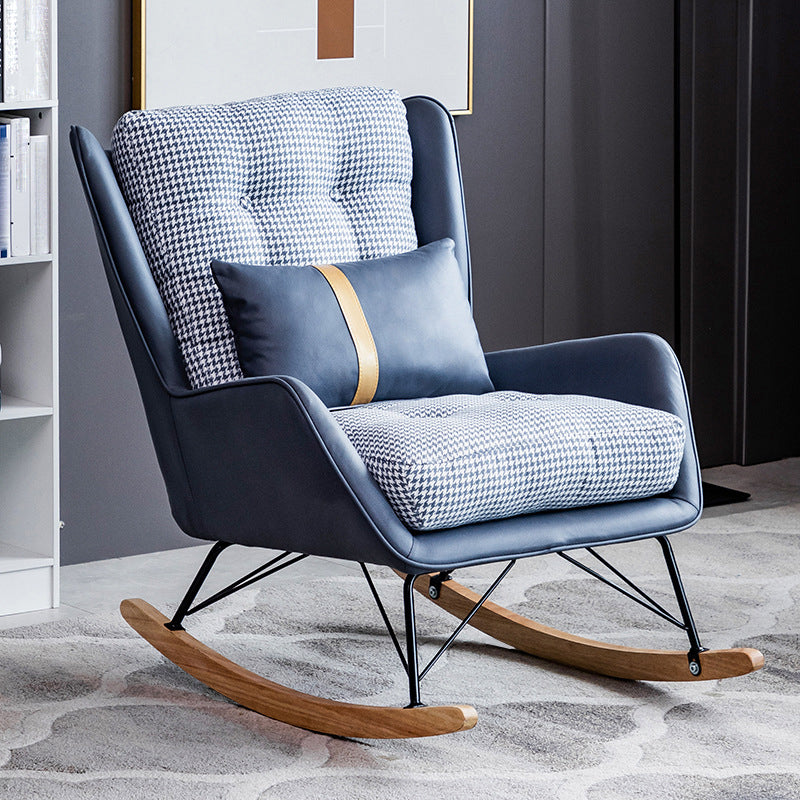 Rocker moderne coussins toufutés Patchwork Tissure Rocking Chaise avec oreiller