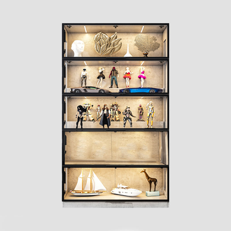 Mobili moderni mobili neri armadi in vetro con porta a frillo