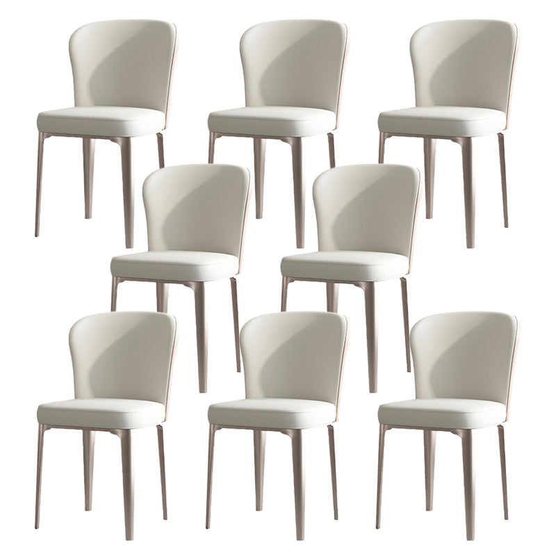Contemporary Upholstered Dining Chairs Kitchen Dining Armless Chair in White