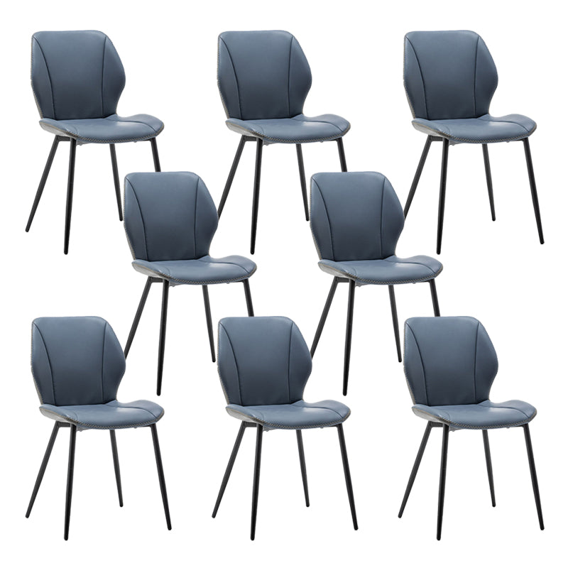 Contemporary Upholstered Dining Chairs Wingback Side Chair with Metal Legs Blue 8 Piece Set Clearhalo 'Dining Chairs' 'Dining Tables & Seating' 'dining_chair' 'furn' 'furn_dining_chair' 'Furniture' 'Kitchen & Dining Furniture' 6329509