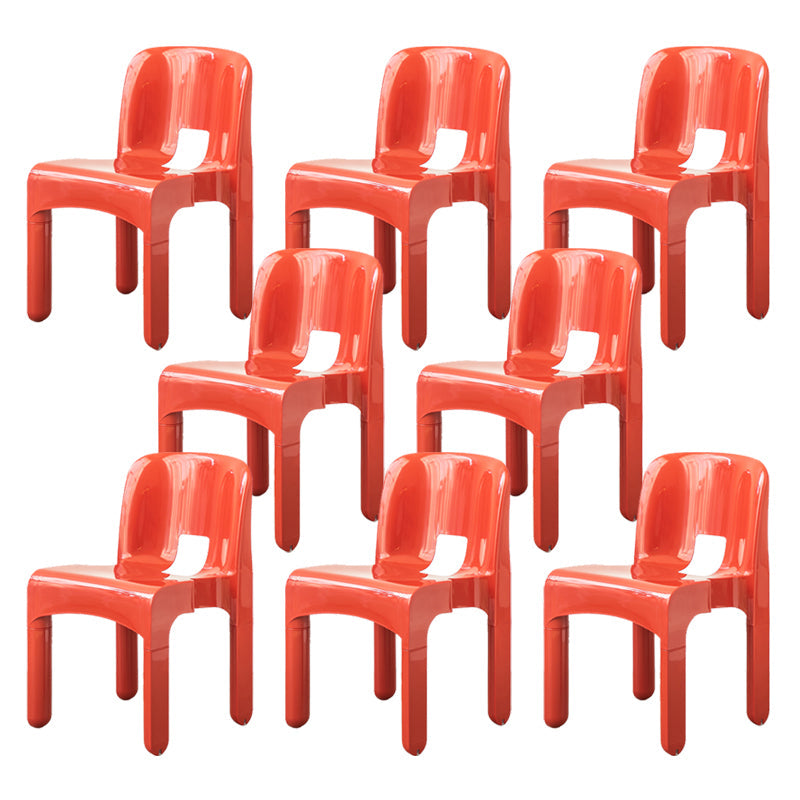 Plastic Open Back Dining Chair Stackable Side Chair for Dining Room Red 8 Piece Set Clearhalo 'Dining Chairs' 'Dining Tables & Seating' 'dining_chair' 'furn' 'furn_dining_chair' 'Furniture' 'Kitchen & Dining Furniture' 6329634