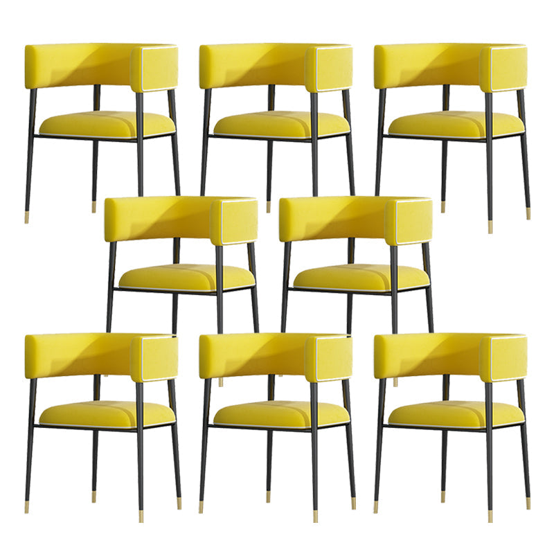 Glam Upholstered Dining Arm Chair Open Back Arm Chair for Dining Room Yellow 8 Piece Set Clearhalo 'Dining Chairs' 'Dining Tables & Seating' 'dining_chair' 'furn' 'furn_dining_chair' 'Furniture' 'Kitchen & Dining Furniture' 6329677