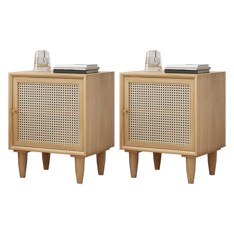 Wooden Night Table Modern Minimalist Bedside Table with Cabinet Natural 2 Piece Set Clearhalo 'Bedroom Furniture' 'furn' 'furn_night_stand' 'Furniture' 'night_stand' 'Nightstands' 6330376