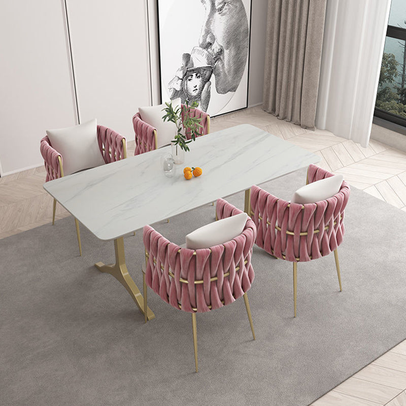 Escritorio de oficina glamorosa escritorio de escritura blanca rectangular con patas de metal