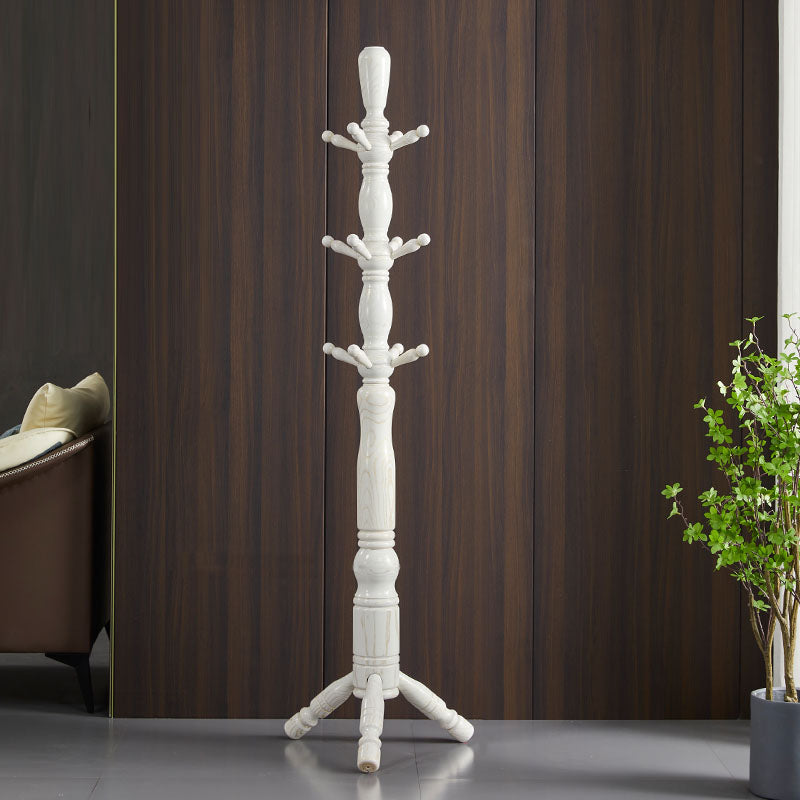 71"H Solid Wood Coat Rack European Style Hanger Ash Wood Modern Hall Tree 22"L x 22"W x 75"H White Clearhalo 'Entry & Mudroom Furniture' 'furn' 'furn_hall_tree_coat_racks' 'Furniture' 'Hall Trees & Coat Racks' 'hall_tree_coat_racks' 6335873