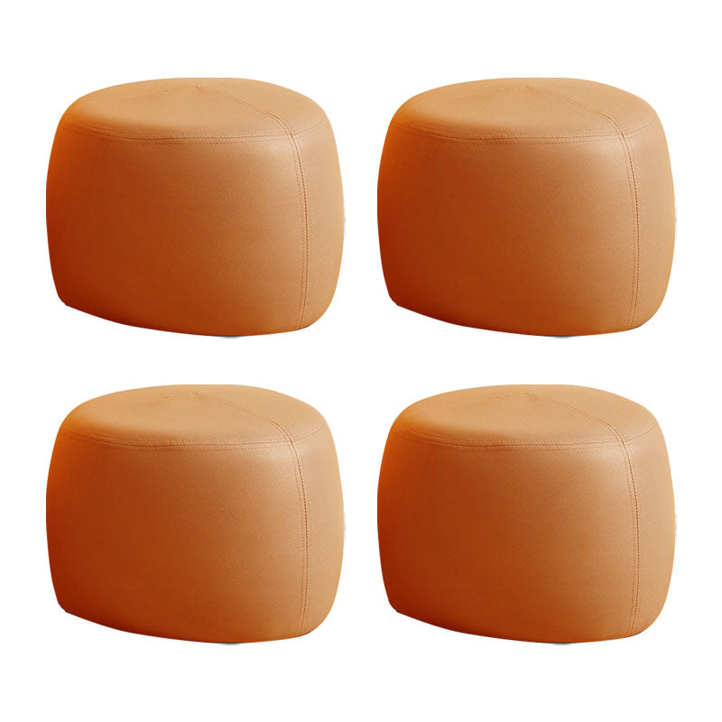 Modern Pouf Ottoman Faux Leather Upholstered Solid Color Triangle Shape Ottoman Orange 4 Piece Set Clearhalo 'furn' 'furn_ottomans_poufs' 'Furniture' 'Living Room Furniture' 'Ottomans & Poufs' 'ottomans_poufs' 6336000