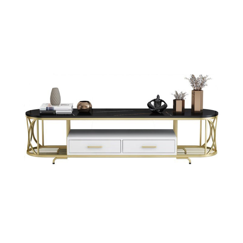 Glam Stone TV Media Stand Open Shelving TV Stand Console met laden