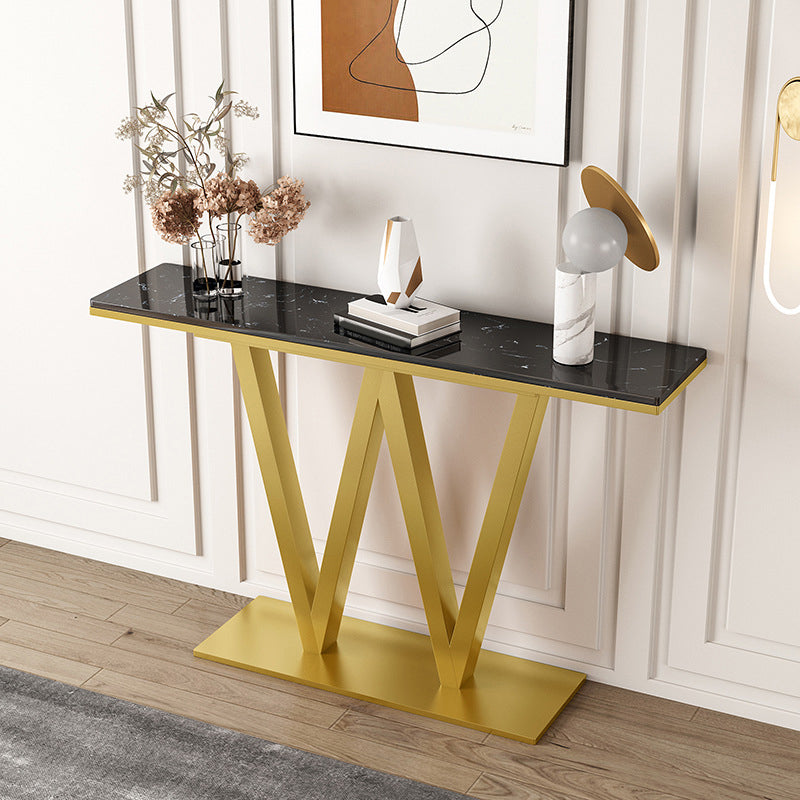 Table de sofá de la consola de hierro contemporánea Tabla de acento de consola de mármol rectángulo para el salón