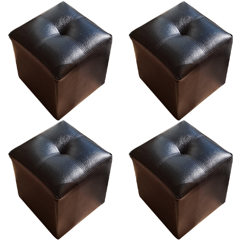 Black Modern Pouf Water Resistant Square Pouf for Home Decor Black 4 Piece Set Clearhalo 'furn' 'furn_ottomans_poufs' 'Furniture' 'Living Room Furniture' 'Ottomans & Poufs' 'ottomans_poufs' 6344541