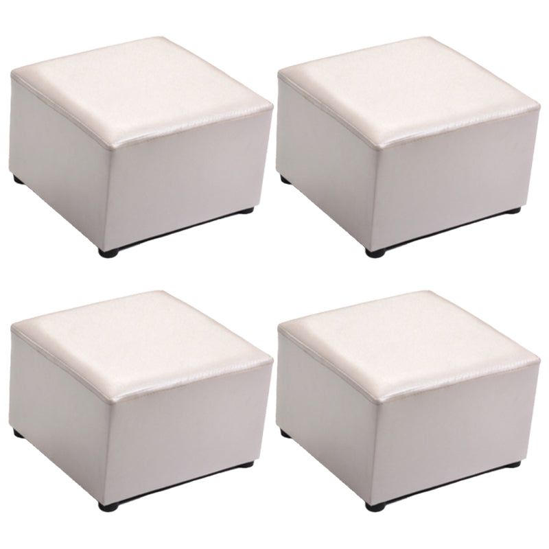 Modern Solid Color Pouf Standard Square Stain Resistant Cube for Living Room White 4 Piece Set Clearhalo 'furn' 'furn_ottomans_poufs' 'Furniture' 'Living Room Furniture' 'Ottomans & Poufs' 'ottomans_poufs' 6344563