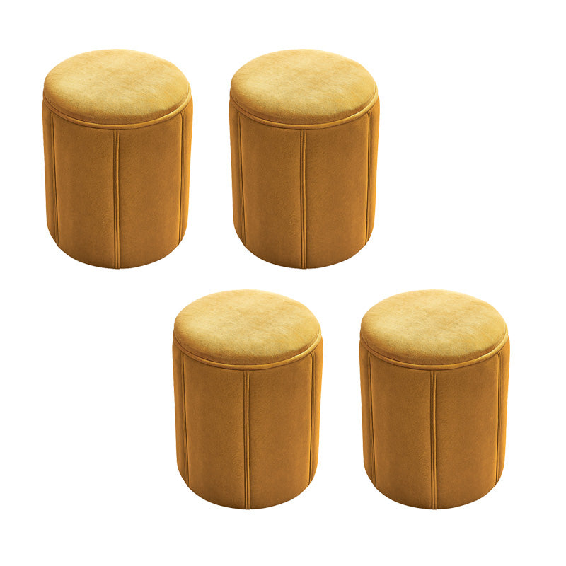 Modern Round Pouf Pure Color Tear Resistant Pouf for Drawing Room Yellow 4 Piece Set Clearhalo 'furn' 'furn_ottomans_poufs' 'Furniture' 'Living Room Furniture' 'Ottomans & Poufs' 'ottomans_poufs' 6344619