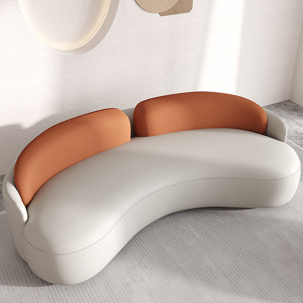 Sofá de sofá de cuero sintético contemporáneo sofá en blanco y naranja