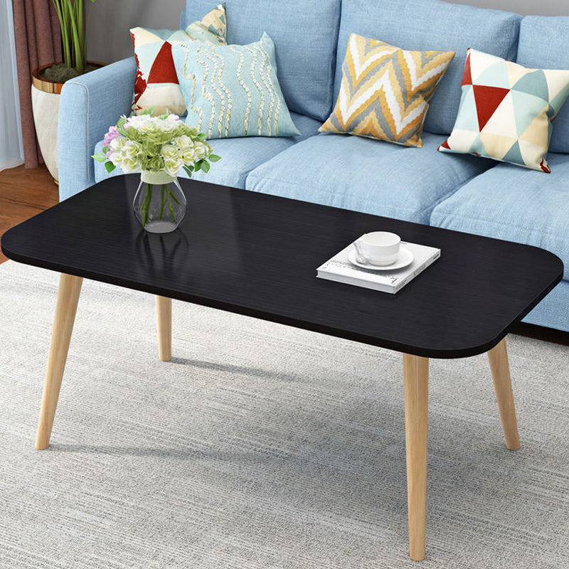 Modern 15,74 "H Rechteck Couchtisch Holz 4 Bein Cocktailtisch