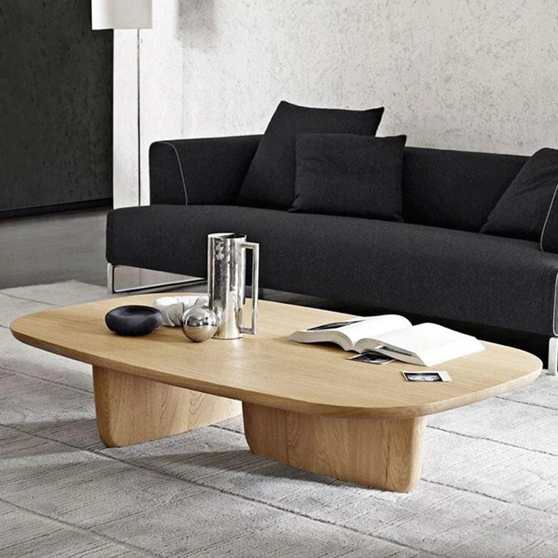 Mesa de café de madera sólida Café o mesa final abstracta, rectángulo