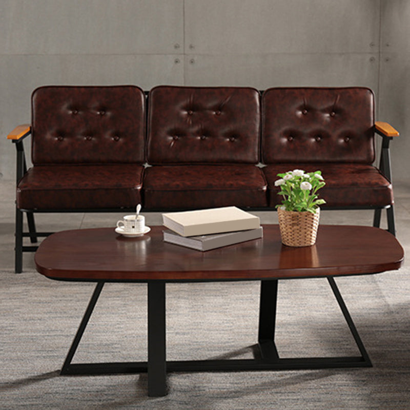 Modern Style 1 Single Coffee Table Pine Wood Brown Cocktail Table