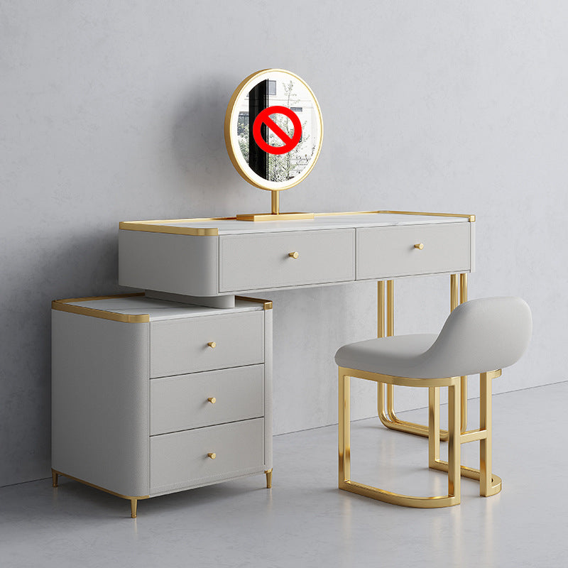 Bureau de vanité en verre de 15,74 "avec 5 tiroirs de rangement