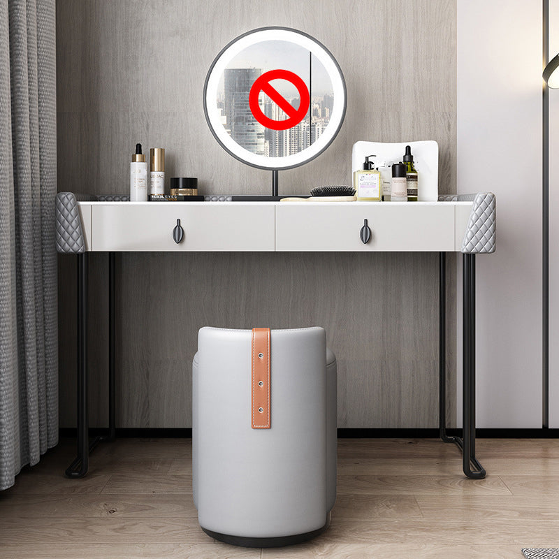 Gray Vanity Desk with 2 Storage Drawers 17.32" Wide Wood Vanity Set, Modern Style Makeup Vanity & Stools Clearhalo 'Bedroom Furniture' 'furn' 'furn_makeup_vanities' 'Furniture' 'Makeup Vanities' 'makeup_vanities' 6349283