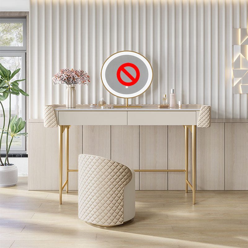 Desca di vanità bianca con 2 cassetti di stoccaggio da 17,71 "set di vanità in legno largo, stile glam