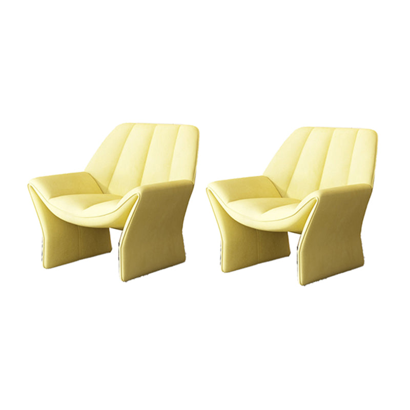 33.85" Wide Parsons Chair Armless Chair with Sewn Pillow Back Yellow Velvet 2 Piece Set Clearhalo 'Accent Chairs' 'accent_chairs' 'Chairs & Seating' 'furn' 'furn_accent_chairs' 'Furniture' 'Living Room Furniture' 6349658