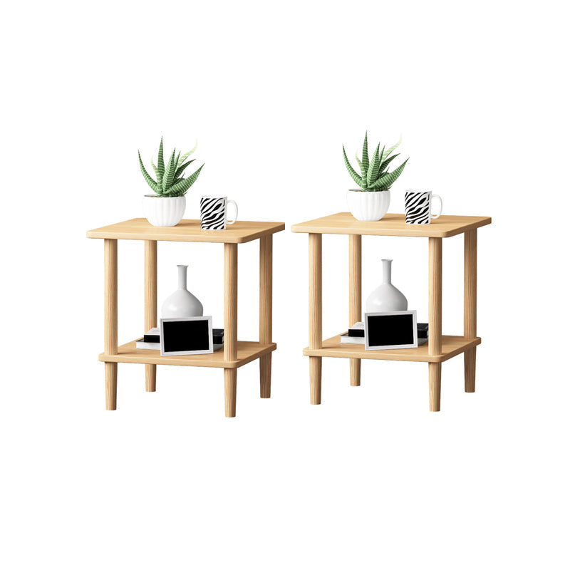 Modern Wood Side Table 20.86" Tall 4 Legs End Table with Shelf Natural 2 Clearhalo 'Coffee & Accent Tables' 'End & Side Tables' 'end_side_tables' 'furn' 'furn_end_side_tables' 'Furniture' 'Living Room Furniture' 6349744