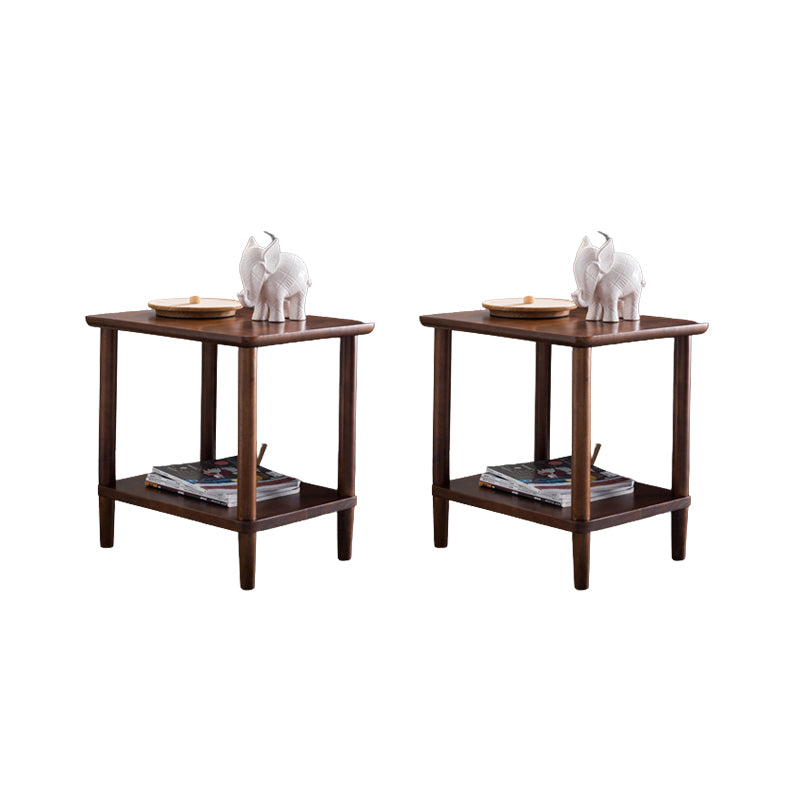 現代の木製エンドテーブル長方形の4脚サイドテーブルストレージシェルフ