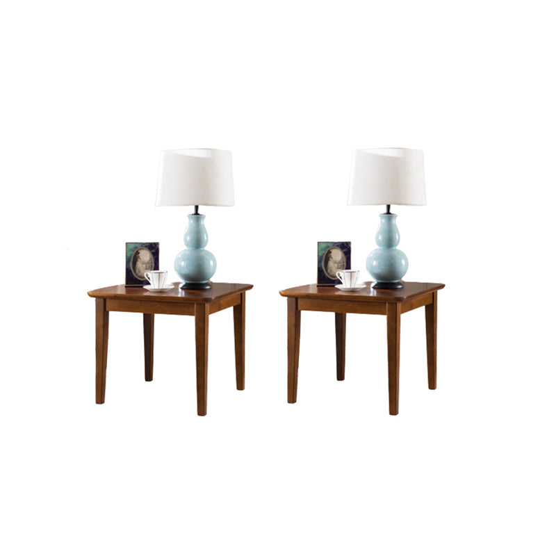 Modern Square End Table Solid Wood Top 4 Legs Sofa End Side Table