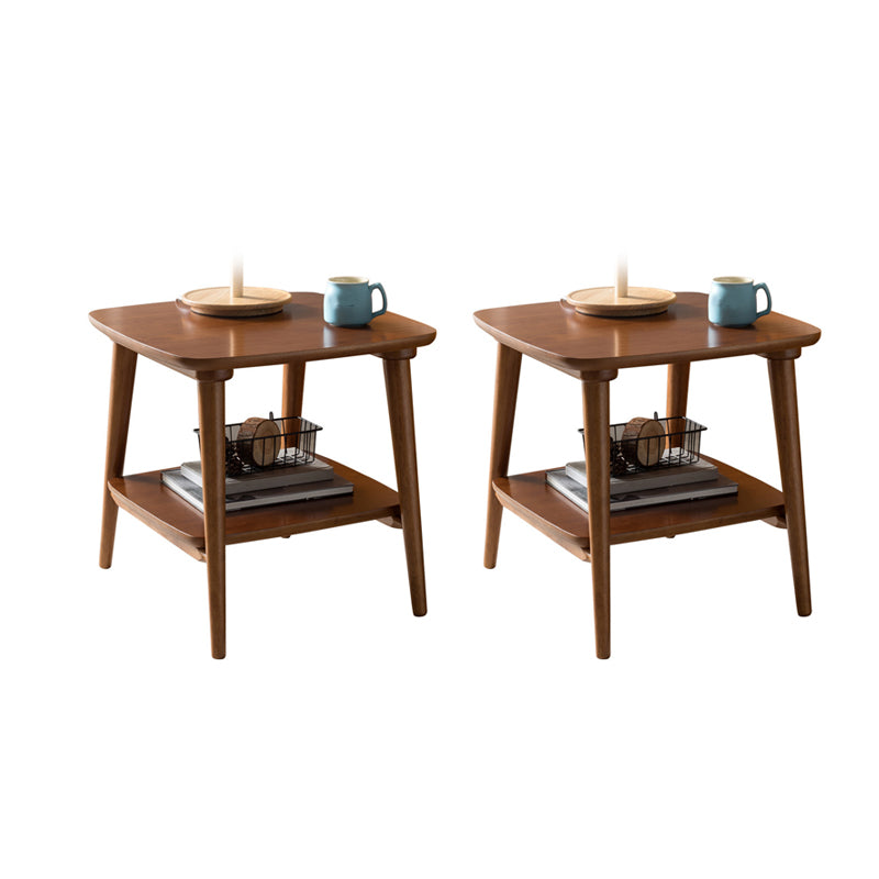 4脚エンドテーブルbroneのリビングルームの棚付きのソリッドウッドテーブル