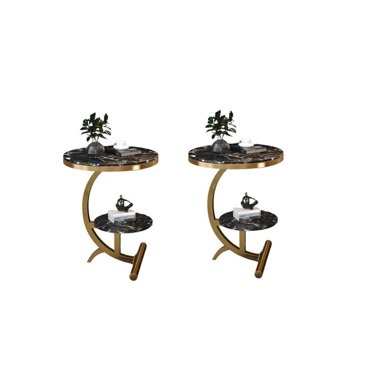 モダンな丸い大理石のトップエンドテーブル23.62 "背の高い金属Cサイドテーブル