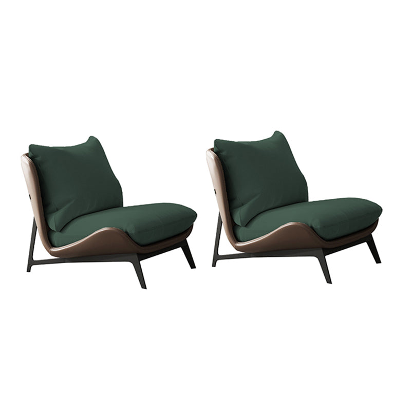 Fixed Back Pillow Lounge Chair Fabric Seat Chair with Black Legs Green Flannel 2 Piece Set Clearhalo 'Accent Chairs' 'accent_chairs' 'Chairs & Seating' 'furn' 'furn_accent_chairs' 'Furniture' 'Living Room Furniture' 6350156