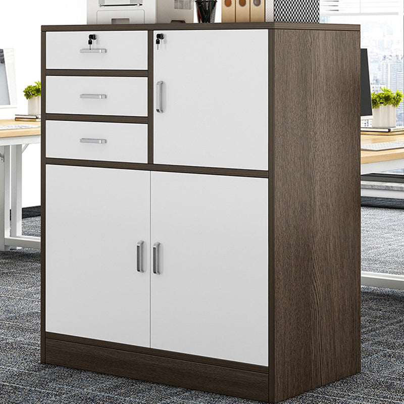 Nordic Style File Cabinet Drawers Color Block Vertical Wood File Cabinet Brown 3 Clearhalo 'Filing Cabinets' 'filling_cabinets' 'furn' 'furn_filling_cabinets' 'Furniture' 'Office Furniture' 6351119