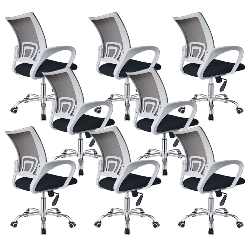 Contemporary Desk Chair Mid Back Breathable AirGrid Office Chair White 8 Piece Set Clearhalo 'furn' 'furn_office_chair' 'Furniture' 'Office Chairs' 'Office Furniture' 'office_chair' 6352221