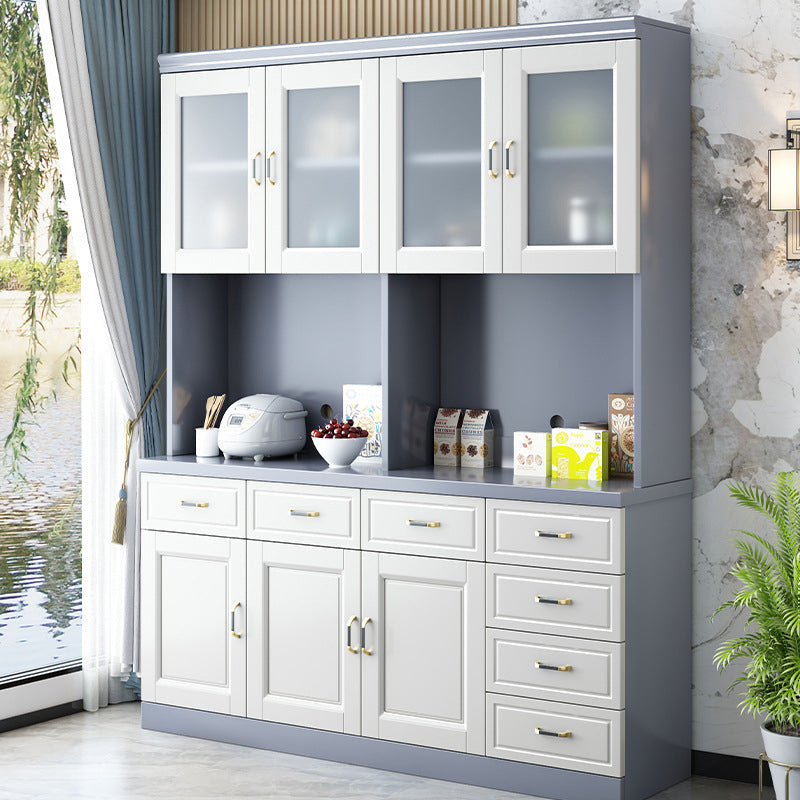 Modern Rubberwood Dining Hutch Glass Doors Hutch Buffet for Living Room Grey Clearhalo 'Display & China Cabinets' 'display_china_cabinets' 'furn' 'furn_display_china_cabinets' 'Furniture' 'Kitchen & Dining Furniture' 6352798