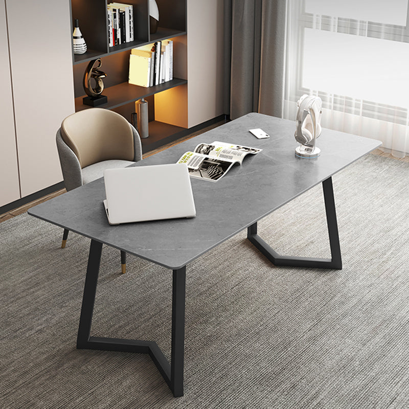 Escritorio de escritura de piedra industrial gris/blanco escritorio de juegos rectangular para el hogar