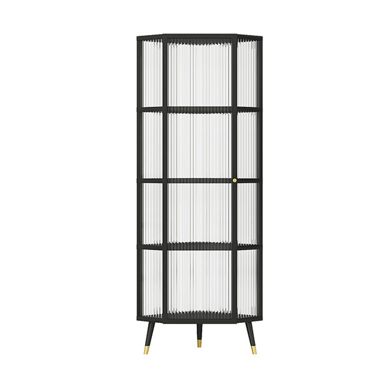 Industrial Curio Cabinet Metal Glass Doors Storage Cabinet with Legs for Living Room 16"L x 16"W x 53"H Black Clearhalo 'Display & China Cabinets' 'display_china_cabinets' 'furn' 'furn_display_china_cabinets' 'Furniture' 'Kitchen & Dining Furniture' 6354472