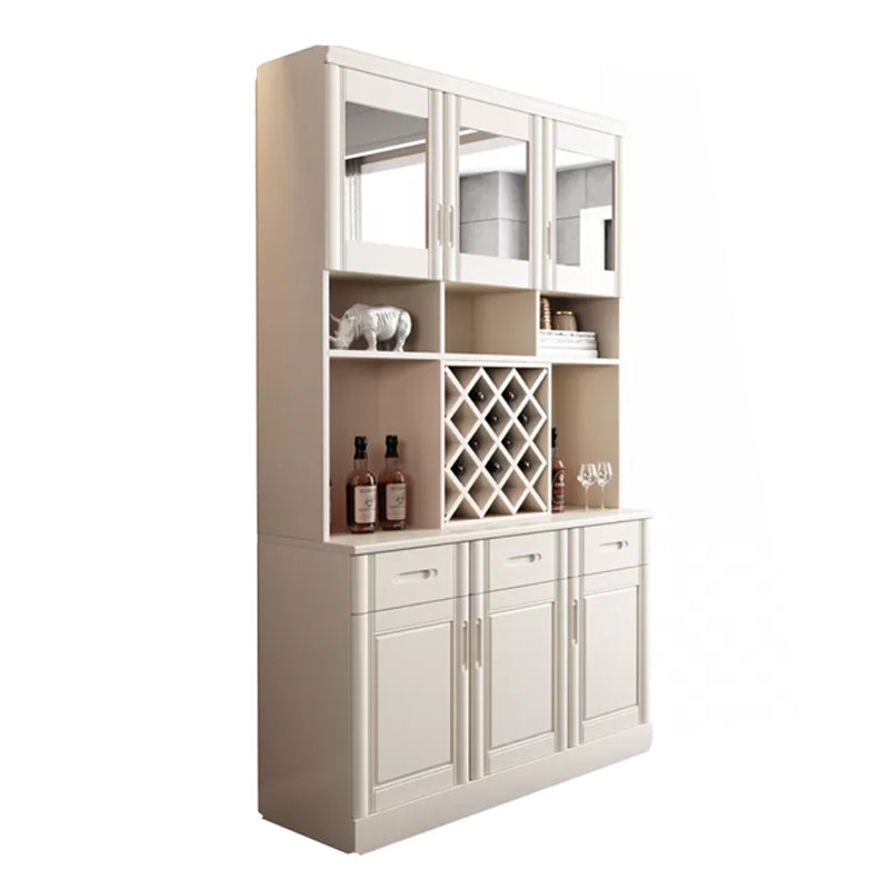 Porte moderne di vetro da sala da pranzo a buffet in legno di gomma con cassetti per soggiorno