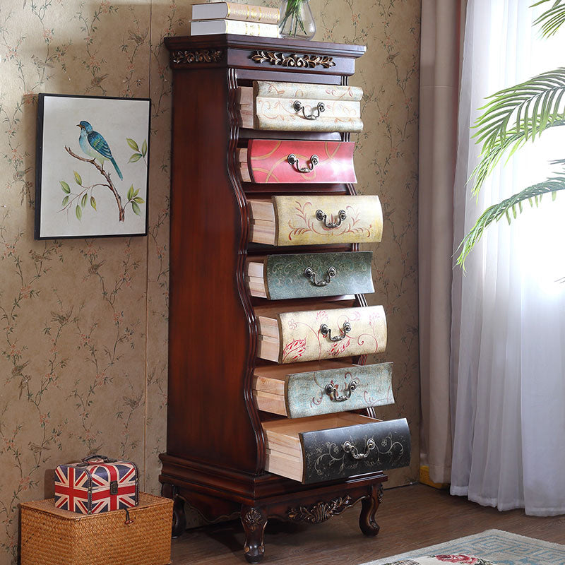 伝統的な胸部ソリッドウッドストレージ胸部ドレッサー7個の引き出しが付いています