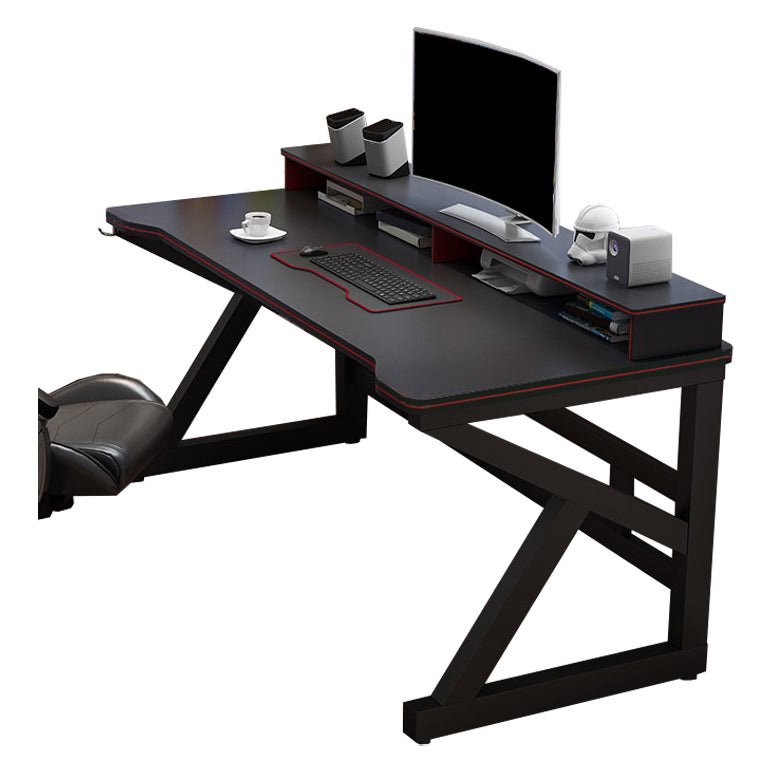 23.62" W Industrial Office Desk Antique Finish Secretary Desk with Metal Legs 55.1"L x 23.6"W x 32.7"H Black Clearhalo 'furn' 'furn_office_desk' 'Furniture' 'Office Desks' 'Office Furniture' 'office_desk' 6356905