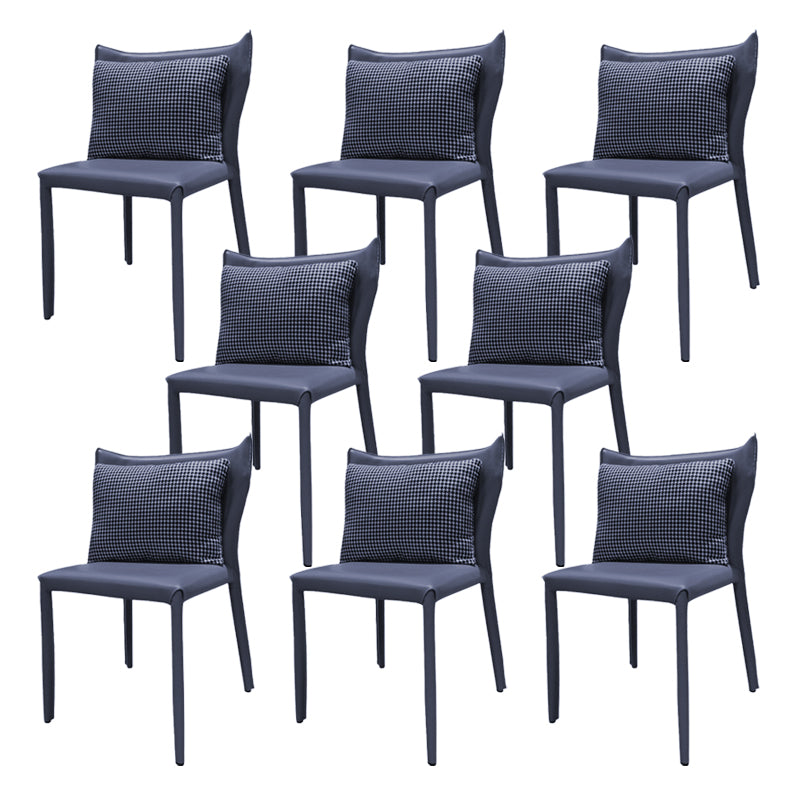 Faux Leather Kitchen Dining Armless Chair Wingback Side Chair Grey 8 Piece Set Clearhalo 'Dining Chairs' 'Dining Tables & Seating' 'dining_chair' 'furn' 'furn_dining_chair' 'Furniture' 'Kitchen & Dining Furniture' 6357128
