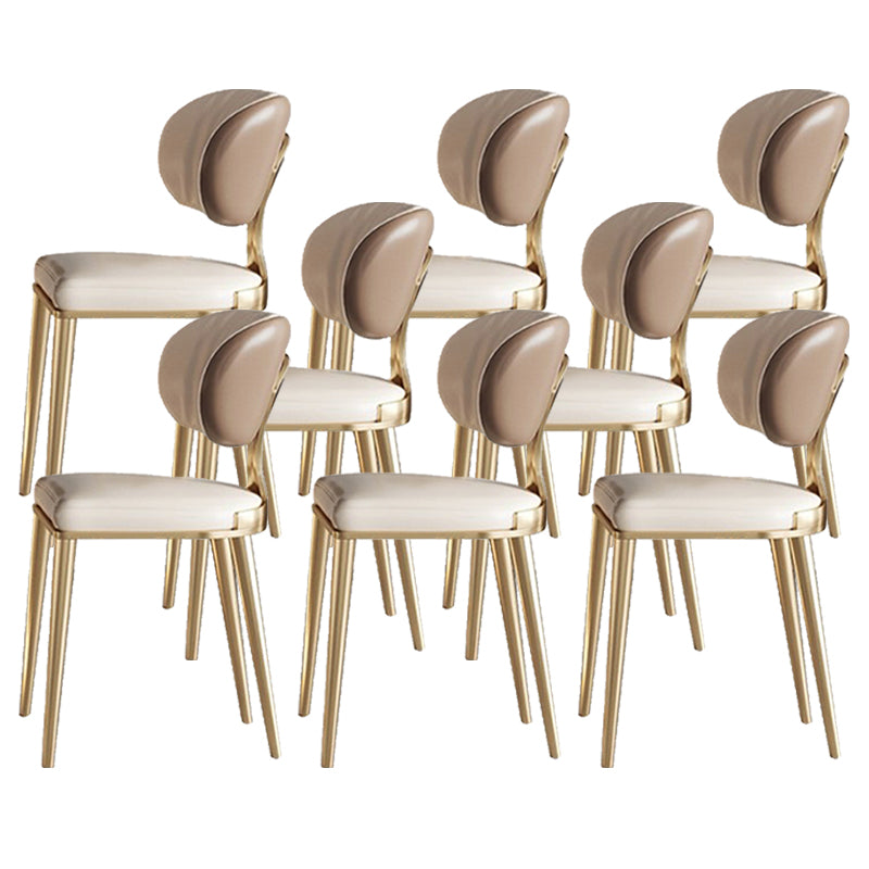 Glam Upholstered Dining Chair Open Back Dining Chair with Metal Legs Brown 8 Piece Set Clearhalo 'Dining Chairs' 'Dining Tables & Seating' 'dining_chair' 'furn' 'furn_dining_chair' 'Furniture' 'Kitchen & Dining Furniture' 6357974
